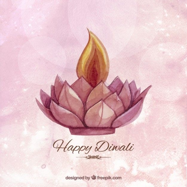 a watercolor drawing of a happy diwali greeting card with a pink background