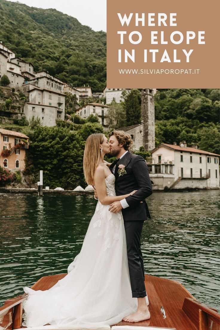 Where To Elope in Italy | Lake Como dreamy destination elopement Puglia Italy Elopement, Destination Elopement Dress, Elope To Italy, Wedding Dresses To Elope In, Most Beautiful Places To Elope, European Elopement Destinations, Elopment Ideas Destinations, Italian Elopement Dress, Tuscany Elopement Wedding