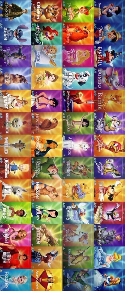 many different disney characters are depicted in this poster