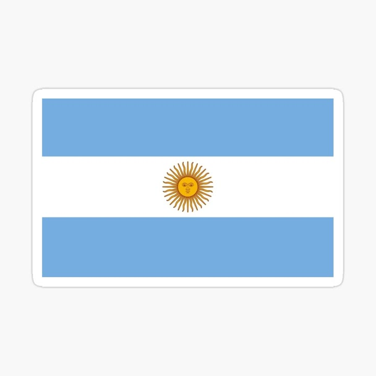 the flag of argentina with an orange sun on it's center piece sticker