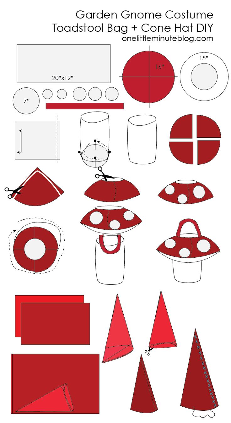 the instructions for how to make a gnome costume with paper hats and other things on it