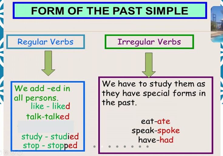 a notebook with some words on it and an arrow pointing to the past simples