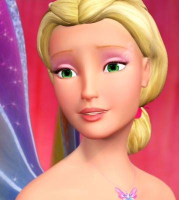 a close up of a barbie doll with green eyes and blonde hair wearing a tiara