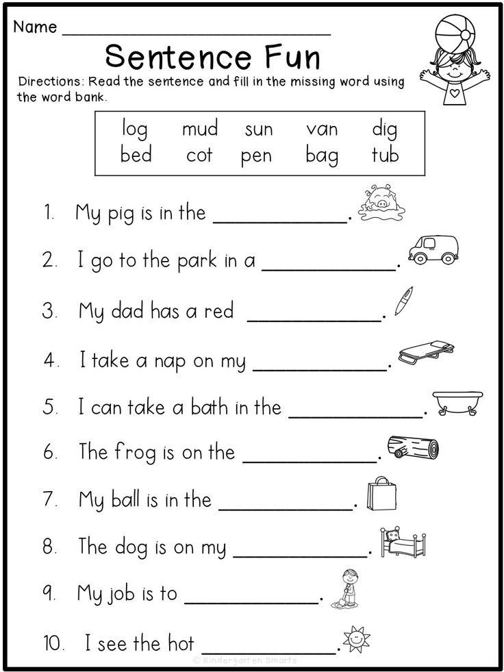 sentence worksheet for kids with pictures