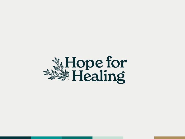 the logo for hope for healing is shown in blue and green colors, with an olive