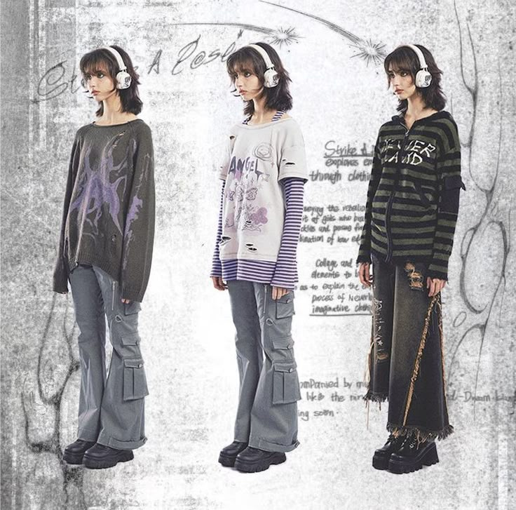 Japanese 2000s Fashion, Y3k Outfits, Japanese 90s, Grunge Harajuku, Japanese Y2k, Grunge Denim, 2000s Japanese Fashion, Outfits 90s, Grunge Outfit