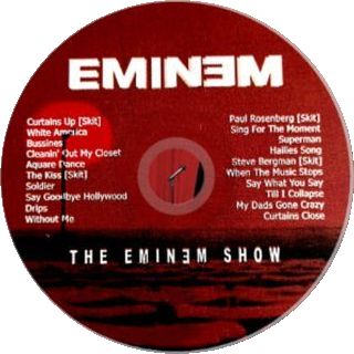 emim the emim show cd cover with red and black text on white background