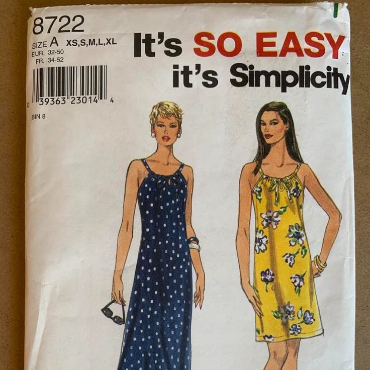 two women's dresses are shown in front and back, with the words it's so easy