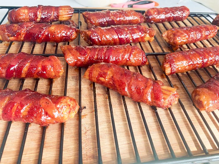 bacon wrapped in strips on a grill