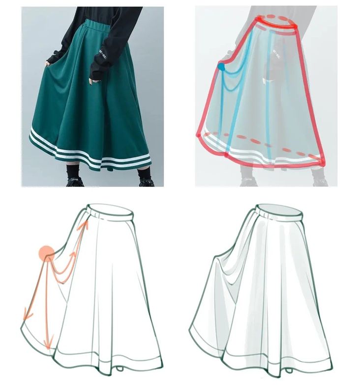 three different styles of skirts with the same color and size as shown in this image