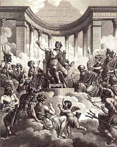 an old drawing of the battle between ancient and modern times, with men dressed in roman garb