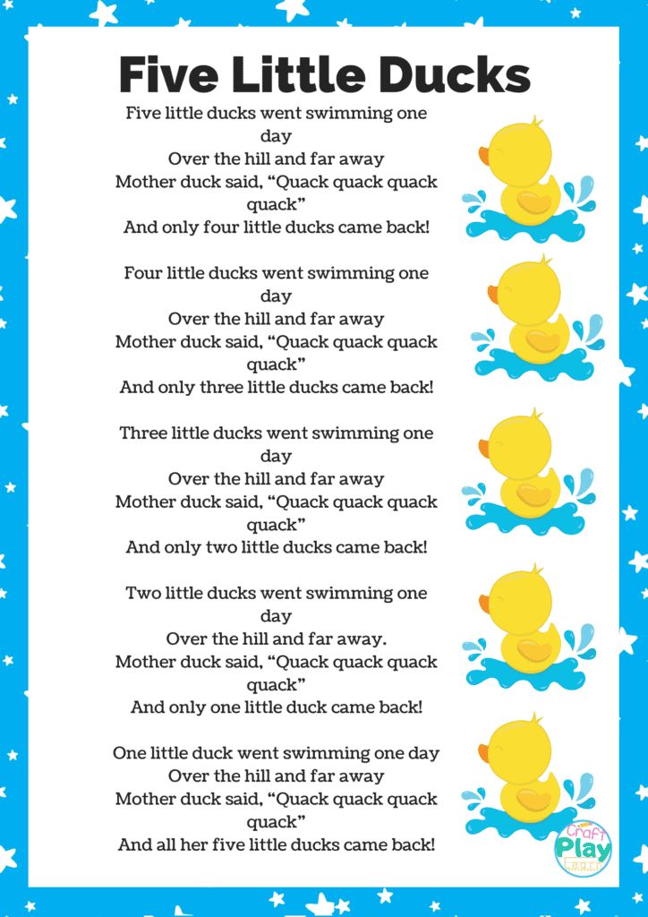 the five little ducks poem for kids