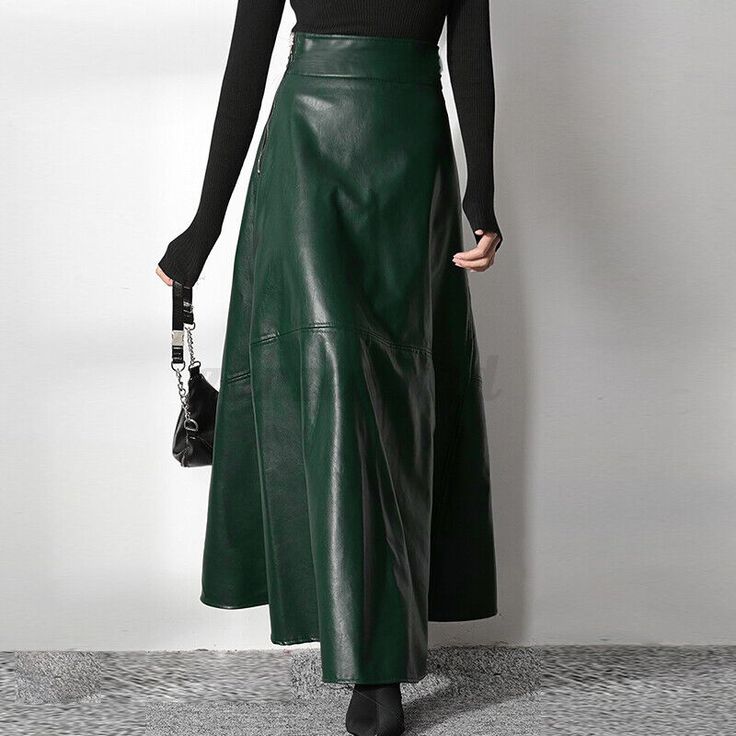 UK Women Winter Faux Leather Skirt A-Line Oversize Dress Gypsy Long Party Baggy | eBay Fall Night Out Skirt In Solid Color, Winter Party Skirt In Solid Color, Fall Party Faux Leather Skirt, Winter Faux Leather Skirt, Green Winter Party Skirt, Solid Fall Party Skirt, Fall A-line Party Skirt, Winter Night Out Faux Leather Skirt, Skirt Office