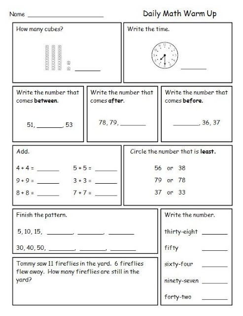 printable worksheet for the daily math warm up