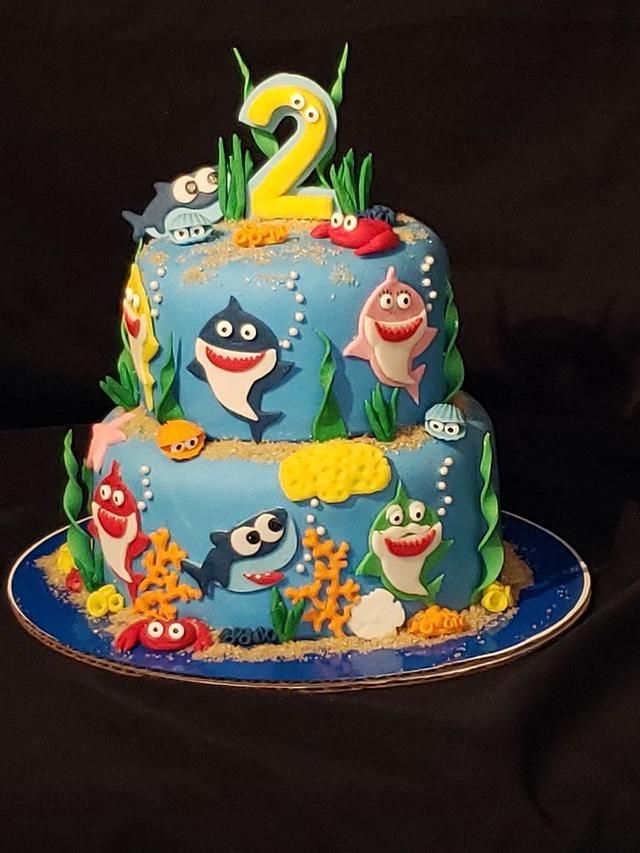 a birthday cake decorated to look like an ocean scene