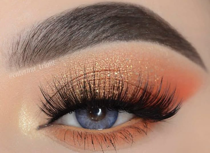 Prom Makeup With Orange Dress, Makeup For Orange Prom Dress, Makeup Looks With Orange, Makeup For An Orange Dress, Prom Makeup Looks For Orange Dress, Make Up For Orange Outfits, Coral Wedding Makeup, Prom Makeup Orange Dress, Makeup To Go With Orange Dress