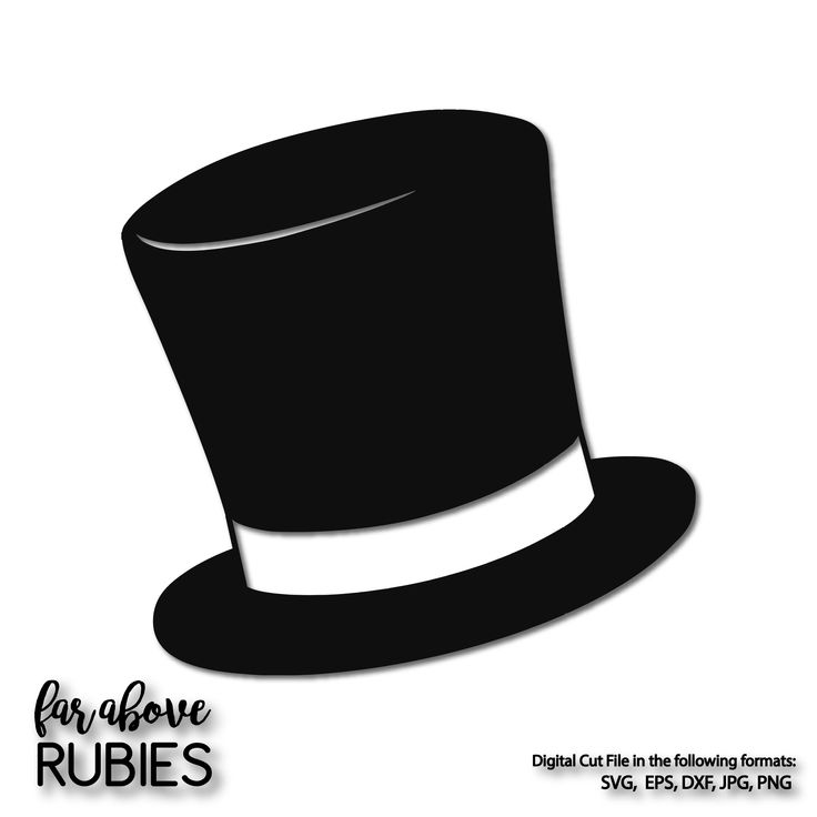 a black top hat with the words paraphernalia rubies written below it