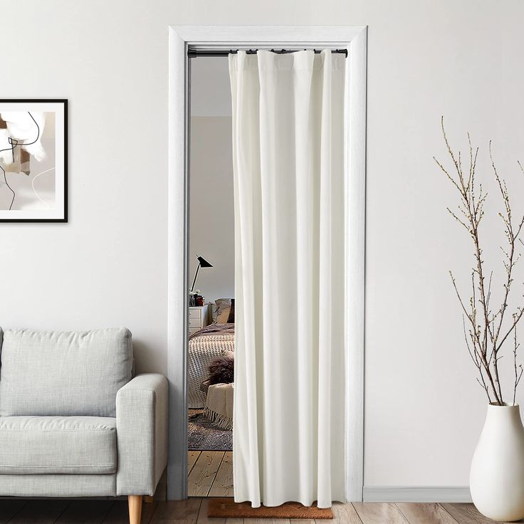 PRICES MAY VARY. VERSATILE: Unique 80" length drop perfect for 1).doorway height to keep total privacy, 2).window coverings if you don't want curtains touch the floor, 3)closet door cover mess to save space.Curtain measurements two width options.38" narrow skinny wide enough for 24"/28"/30"/32"/34"/36" opening or hanging multiple panels separately for a modern window look. 52" standard wide for a pleated accordion door like or classic traditional window dressing. LUXURIOUS TEXTURED: The velvet i Curtains Instead Of Closet Doors, Curtain For Closet Door, Curtain Closet Doors, Curtain For Closet, Closet Door Curtain, Curtain Measurements, Curtains For Closet Doors, Single Panel Curtain, Sliding Closet Door