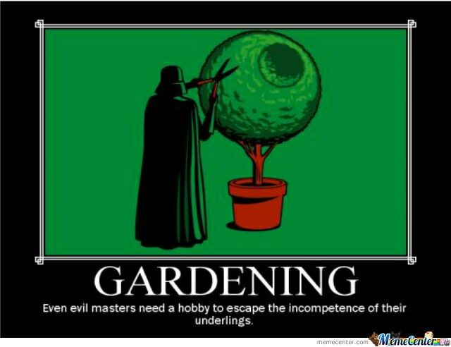 a poster with an image of a woman and a potted plant that says gardening even masters need to escape the incomppene