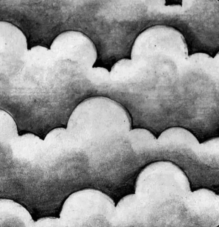 black and white drawing of clouds in the sky