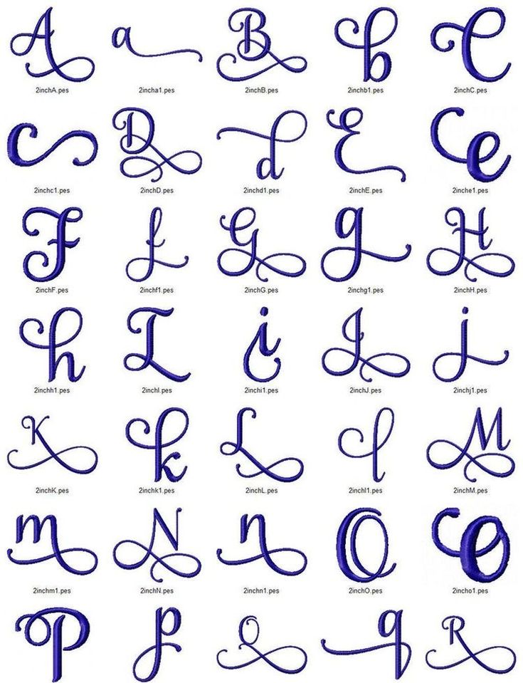 an alphabet with the letters in cursive writing