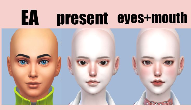 three different types of heads with the words ea present eyes - mouth on each side