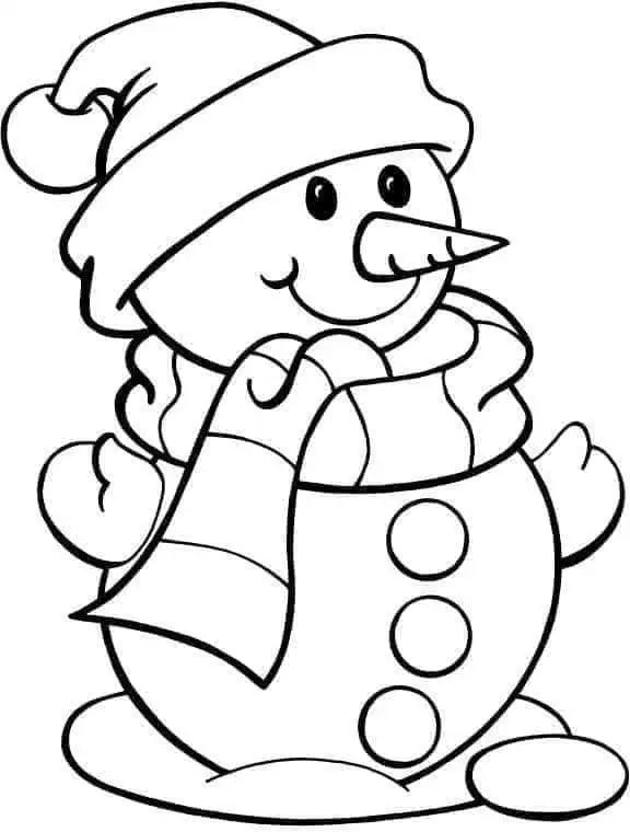 a snowman with a hat and scarf on it's head is sitting down