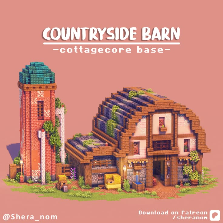 an image of a house made out of lego bricks with the words countryside barn cottage base