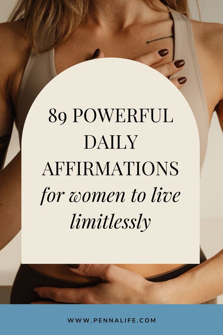 a woman holding her stomach with the words, powerful daily affirmations for women to live limitlessly