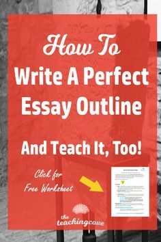 a sign that says how to write a perfect essay outline and teach it, too