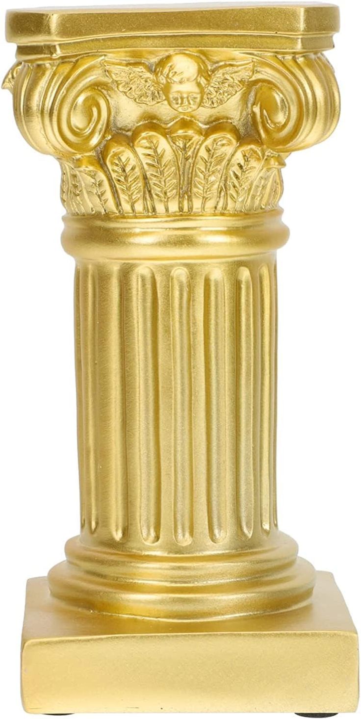 a gold pedestal with an ornate design on it