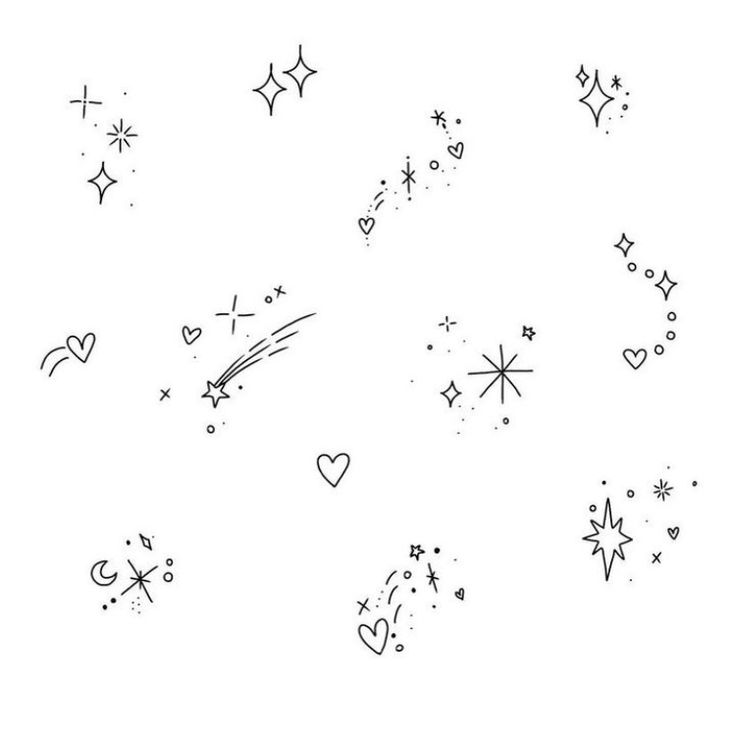 the stars and hearts are drawn in black ink