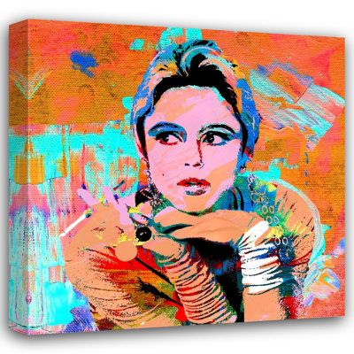 Museum quality fine art giclee reproduction printed on artist grade canvas and gallery wrapped on 1.5" stretcher bars Size: 15" H x 15" W x 1.5" D | Red Barrel Studio® Edie Sedgwick 2 by Stephen Chambers - Wrapped Canvas Painting Canvas in Blue / Orange / Pink | 15 H x 15 W x 1.5 D in | Wayfair Edie Sedgwick, Travel Journals, Nocturnal Animals, Retro Comic, Abstract Nature, Art Blue, Painting Canvas, Boho Wall Art, Orange Pink