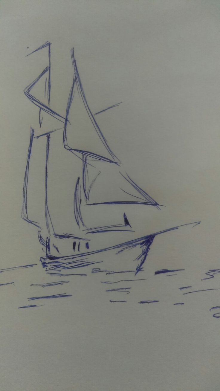 a drawing of a sailboat in the water