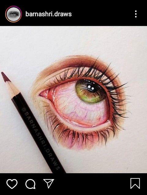 a pencil drawing of an eye with long eyelashes