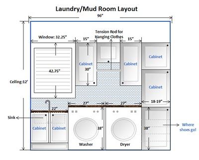 the laundry room layout is shown in this drawing