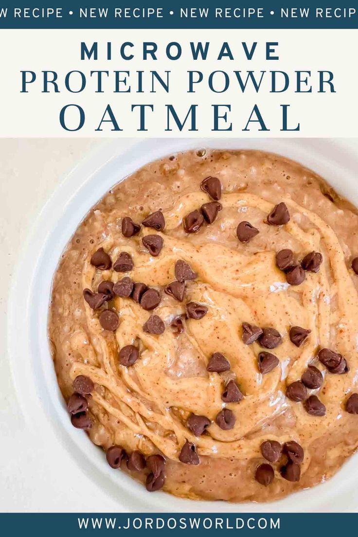 a white bowl filled with chocolate chip cookie dough and topped with protein - powered oatmeal