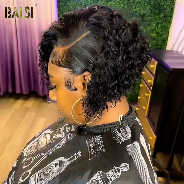 Wet And Wavy Sew In Bob, Short Curly Bob Black Women, Quickweave With Closure, Curly Bob Hairstyles For Black Women, Chin Length Bob Hairstyles, Body Wave Bob Wig, Natural Hair Haircuts, Curly Bob Wig, Wig Shop