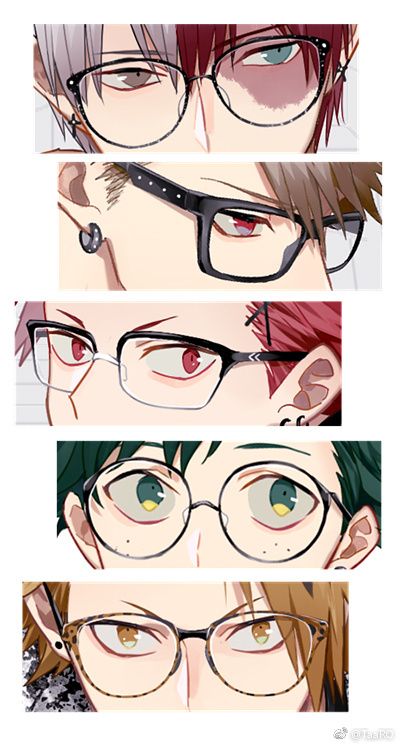 three different anime characters with glasses on their faces