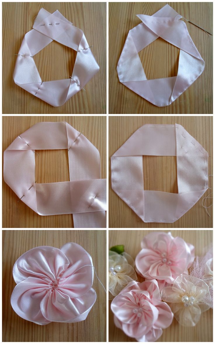 several pictures of different types of fabric flowers