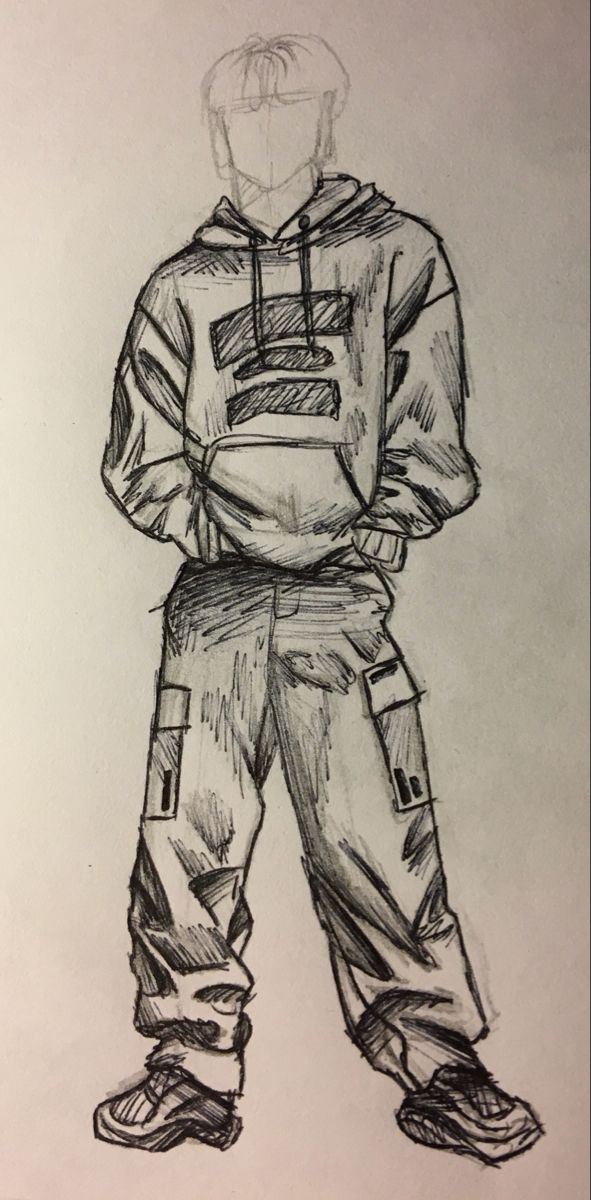 a drawing of a person in snow gear