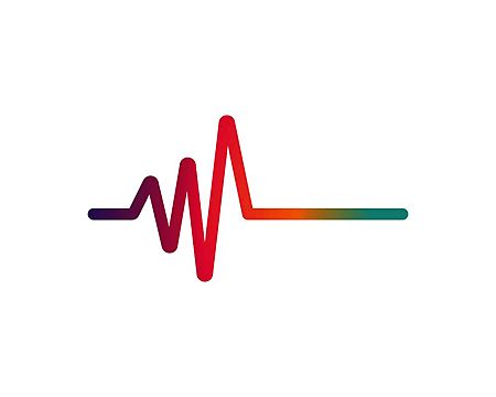 a red and green heartbeat symbol on a white background