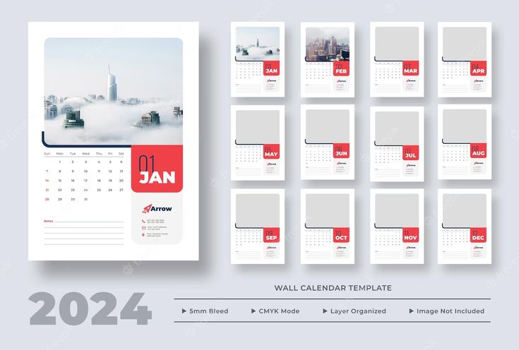 a wall calendar with red and white covers