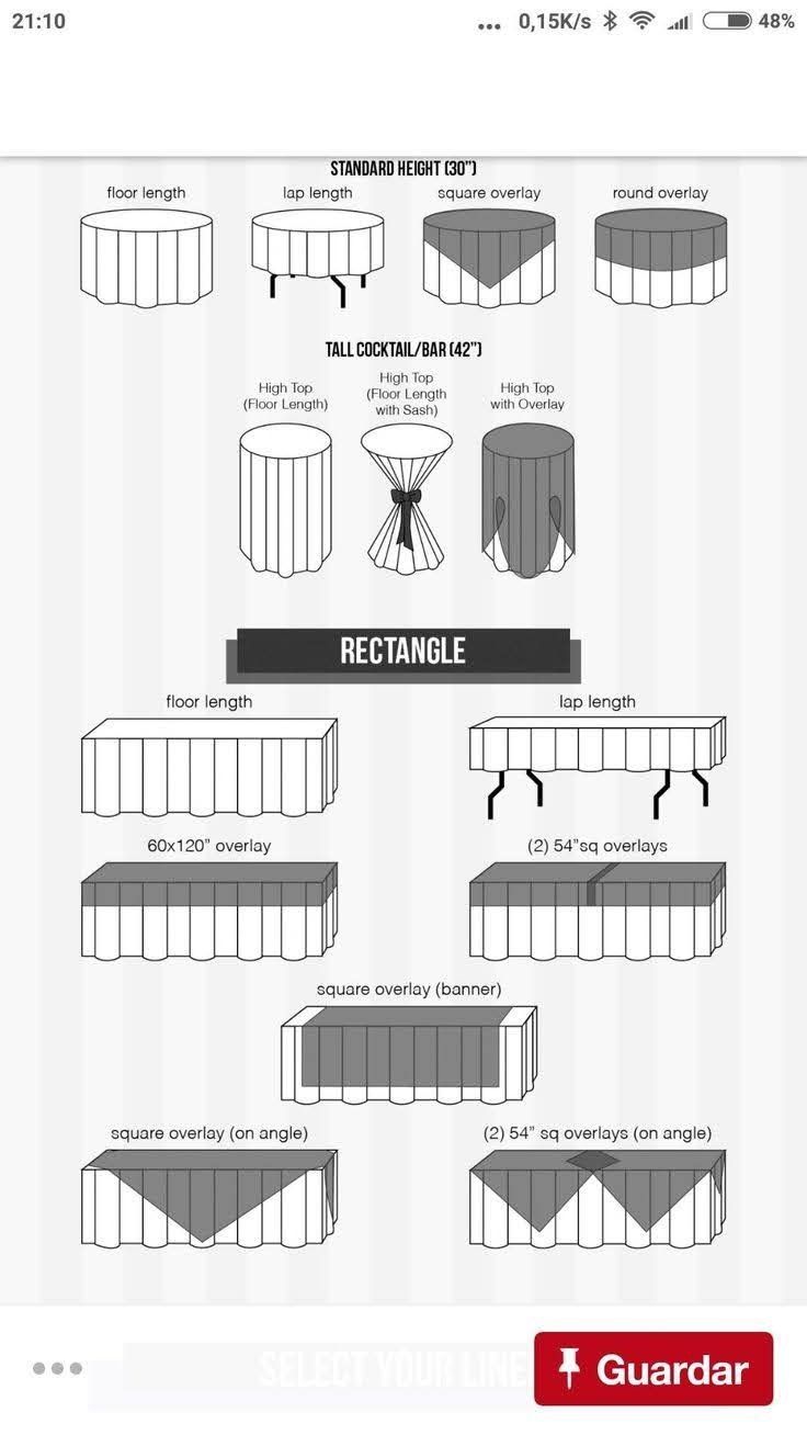 an info sheet showing the different types of tables and chairs that are available for rent