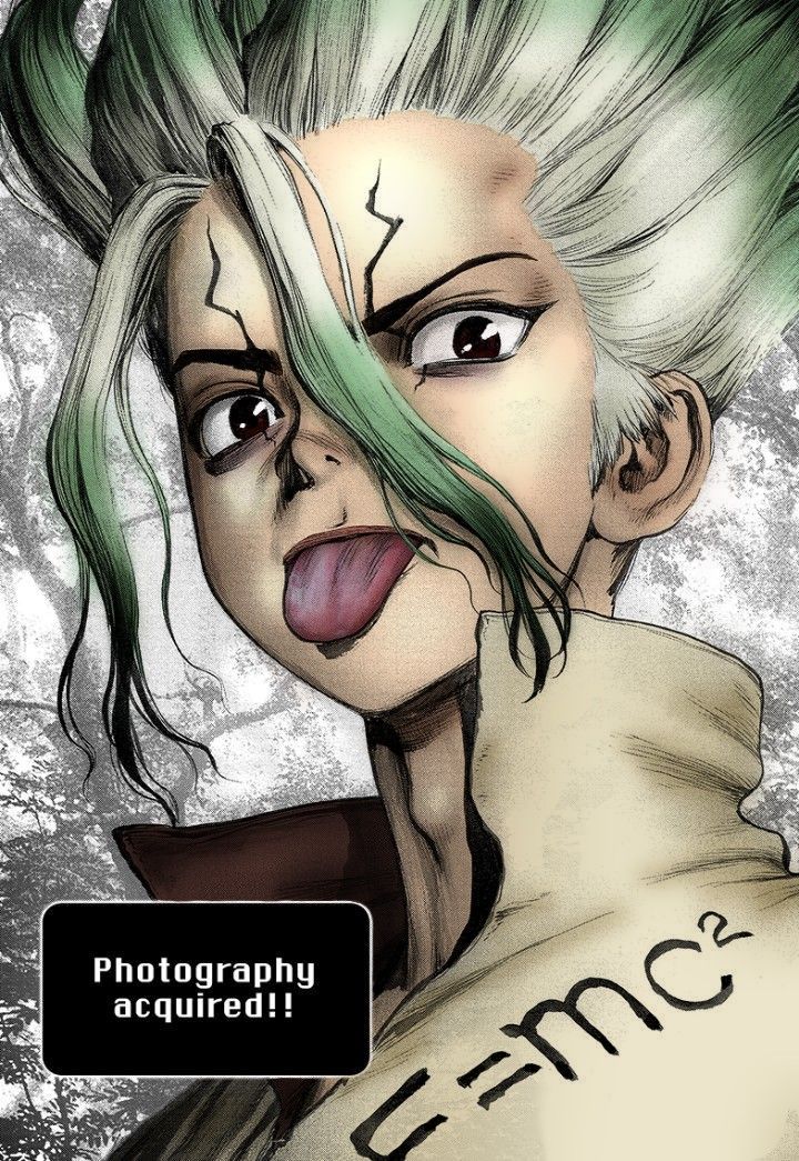 an image of a woman with green hair and white hair sticking her tongue out to the side