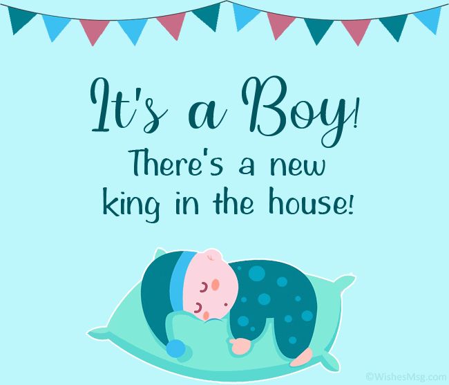 a baby sleeping on top of a pillow with the words it's a boy there's a new king in the house