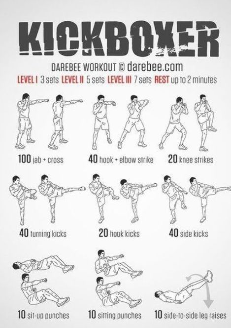 a poster showing how to do the kickboxer in 10 minutes, with instructions for each