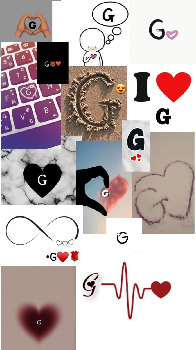 the collage shows different types of hearts and letters, including one with an i love you symbol