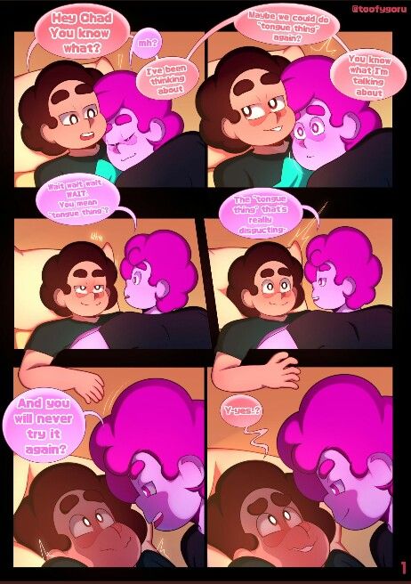 a comic strip with an image of two people talking to each other and one has pink hair