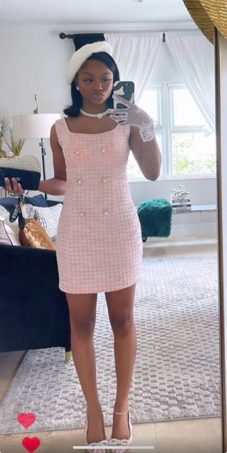 Tea Party Ideas Black Women, Aesthetic Tea Party Outfit, Paris Tea Party Outfit, Women Tea Party Outfits, Black And White Tea Party Outfit, Pink Tea Party Outfit, Classy Tea Party Outfit, Classy Dress Outfits Black Women, Pink Tea Party Outfits For Women